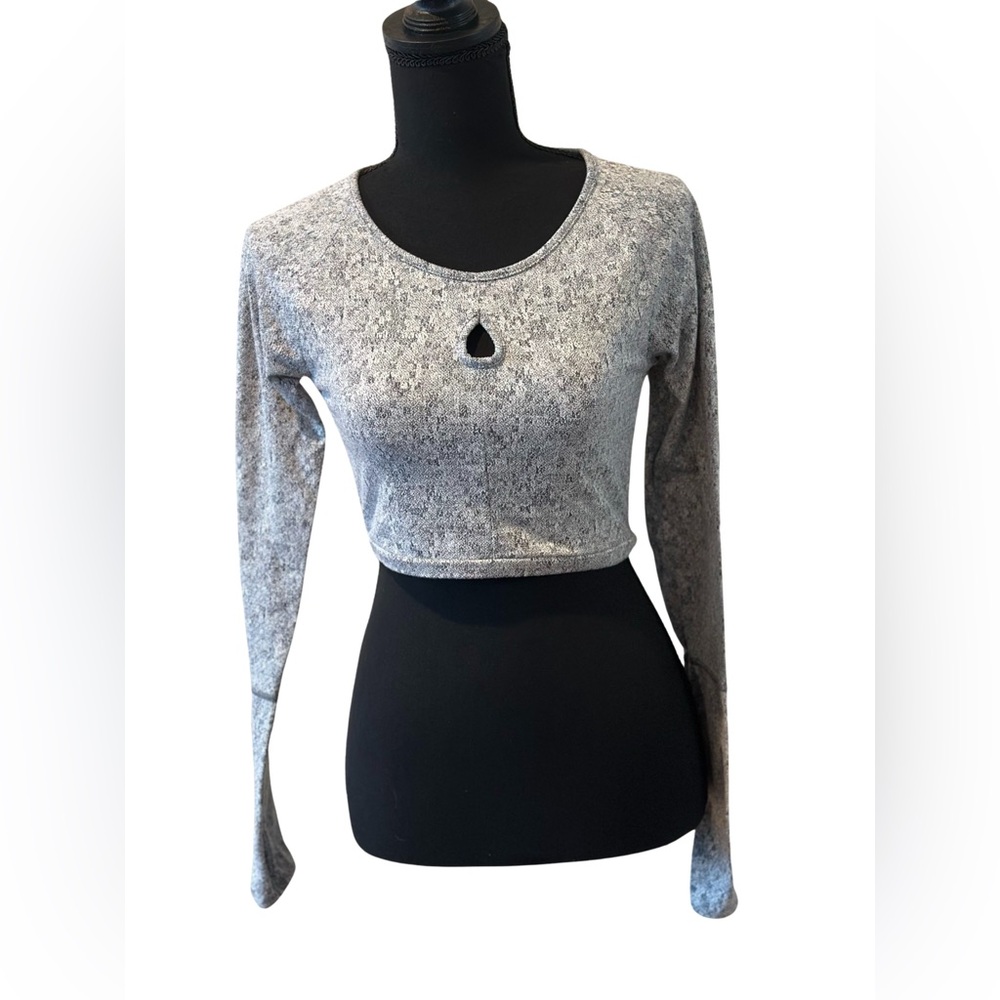 Gymshark Dry Fleur Texture Cropped Crop Long Sleeve Keyhole Top Shirt Size Small